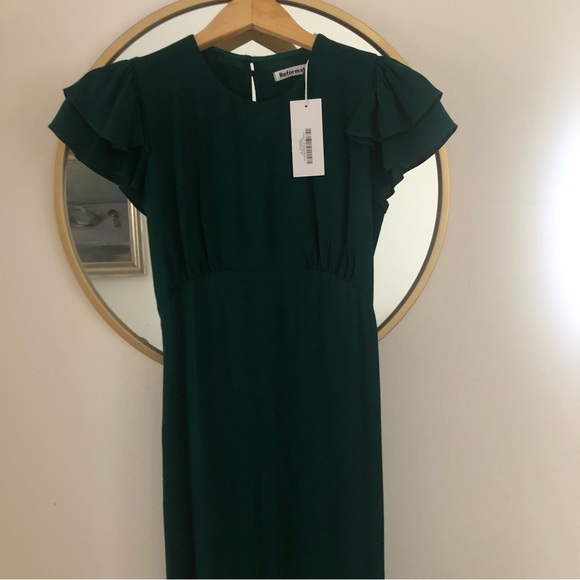 Reformation Romina Midi Dress, Emerald Green, Size 0 - Picture 4 of 8